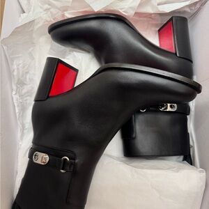 Christian Louboutin Black Ankle Boots with Red Accents